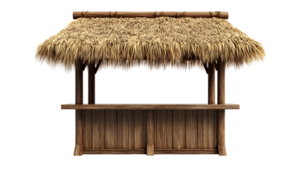 Tropical Tiki Bar Hut, Bamboo and Thatch  isolated on transparent background	