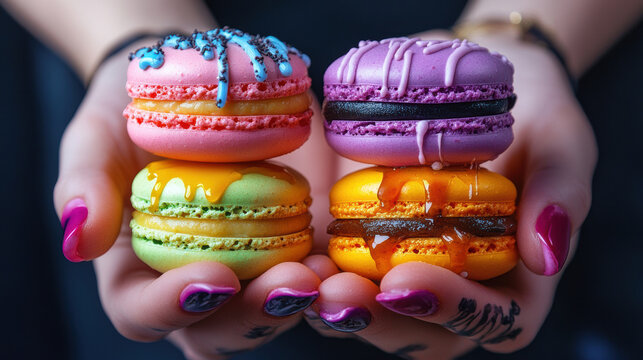 paris image persons hands macarons nails