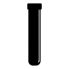 Black test tube icon representing laboratory equipment and scientific research tool