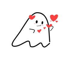 cartoon ghost with a red love