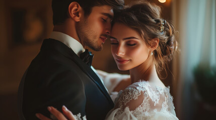 paris man woman wedding attire closeup