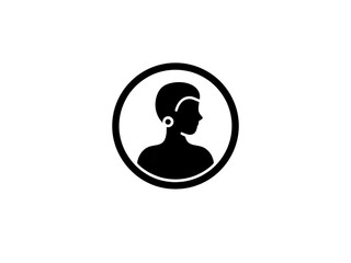 Simple line art profile icon, avatar, user profile.