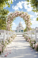 paris aerial view wedding ceremony setup