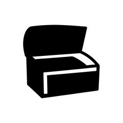 Stylized illustration of an open treasure chest or storage box design