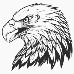 Majestic Eagle Head Profile Black and White Illustration