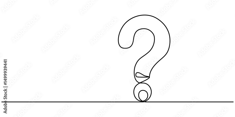 Aufkleber one continuous line drawing of a question mark isolated on a white background in simple vector illus
