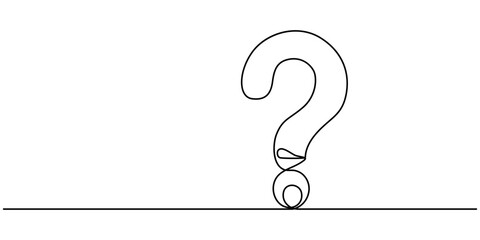 one continuous line drawing of a question mark isolated on a white background in simple vector illustration style, Question mark icon continuous one line drawing and minimalist style isolate outline.