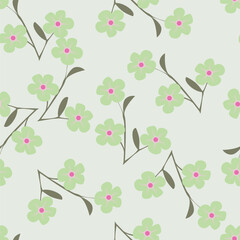 Cute floral pattern. Seamless vector pattern. Elegant template for fashion prints. Small pink and blue flowers for folk print. White background. Stock vector