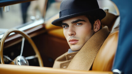 paris man vintage car gaze cars