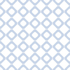 Simple vector abstract seamless pattern. Blue and white checkered geometric texture with rounded shapes, squares, grid. Simple geo background. Subtle repeated design for textile, print, wallpaper