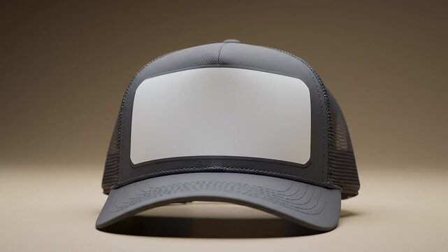 Gray Trucker Hat with Blank Panel Perfect for Customization and Branding