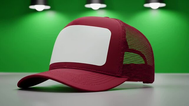 Blank Red Trucker Hat with White Patch Perfect for Customization and Design