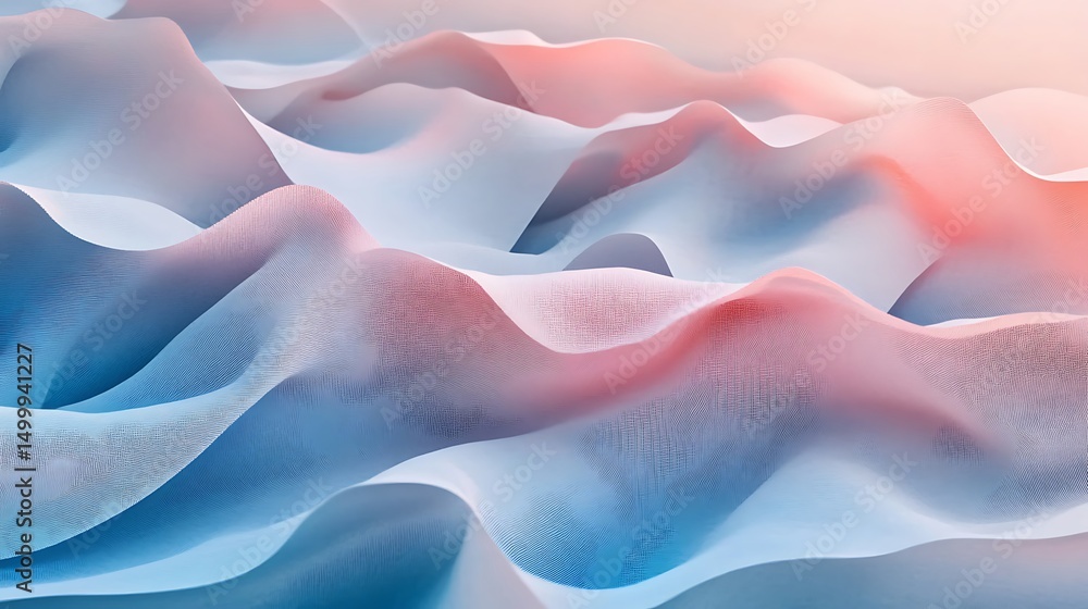 Aufkleber smooth waves abstract texture in pink, blue and white gradient background texture art