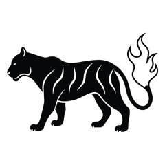 tiger-with-flaming-tails-on-white-background