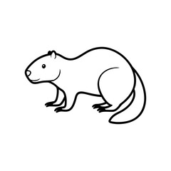 Vector illustration of Beaver line art illustration