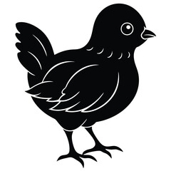 Minimalist Silhouette of Baby Chick Standing