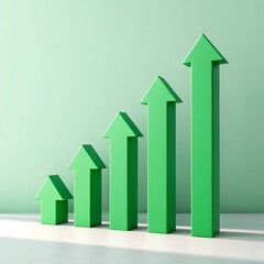 Bright Green Growth Chart on Mint Green Background