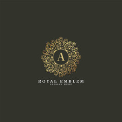 Luxury gold ornament letter A logo