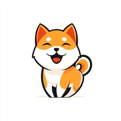 Obraz premium Adorable Shiba Inu Cartoon Illustration with a Cheerful Expression and Playful Pose