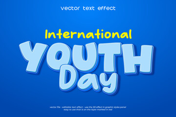 Editable text youth day with 3d style