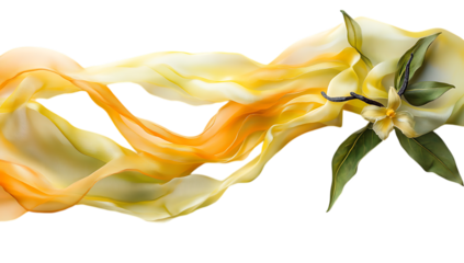 Abstract floral design with flowing fabric  isolated on transparent background	