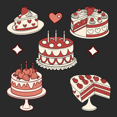 Celebration cakes in sketch style.