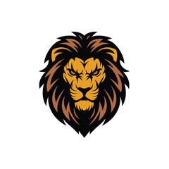 Aggressive Lion Head Mascot Vector Logo in Bold Style on White Background