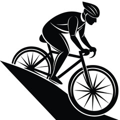 Cyclist Riding Uphill Minimalist Design