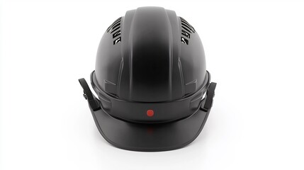 Fototapeta premium Isolated 3D render of safety helmet with chin strap front facing industrial design on white background