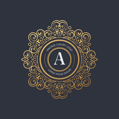 Elegant vintage monogram logo flourish line art graceful ornamentation victorian style
