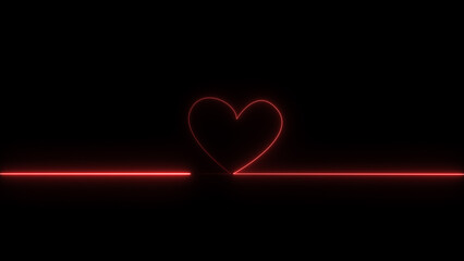 Neon heartbeat and pulse illustration. black background 4k illustration.
