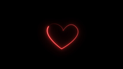 Neon heartbeat and pulse illustration. black background 4k illustration.
