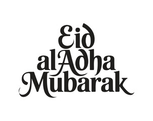 Elegant Eid Al-Adha Mubarak typography design vector illustration on white background.