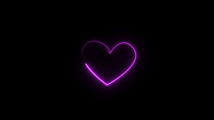 Neon heartbeat and pulse illustration. black background 4k illustration.
