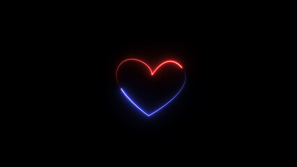Neon heartbeat and pulse illustration. black background 4k illustration.
