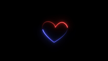Neon heartbeat and pulse illustration. black background 4k illustration.