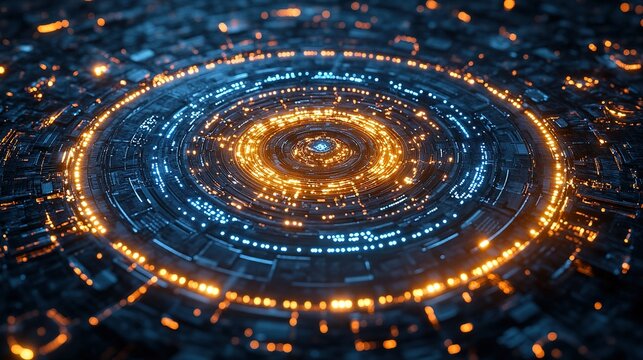Glowing Quantum Fractal Abstract Background for VR Interface