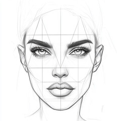Obraz premium draw a female face shape, square or rectangular, with even proportions 