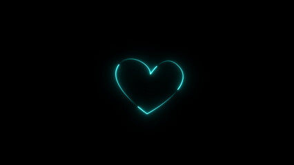 Neon heartbeat and pulse illustration. black background 4k illustration.