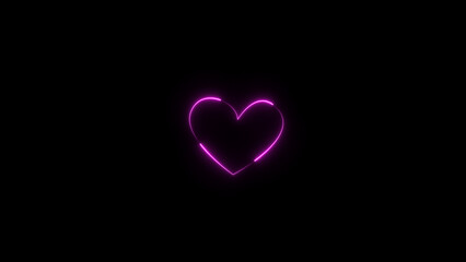 Neon heartbeat and pulse illustration. black background 4k illustration.
