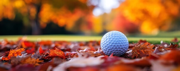 Golf ball autumn leaves course (2)