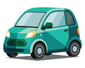 a modern compact electric vehicle with a smooth exterior design