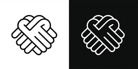 Obraz premium Two hands forming a heart symbol, a vector illustration of partnership and agreement