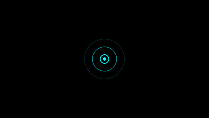 cyan color Technology Radio waves screen illustration . Communications Tower Icon illustration .Technology Radio wave signal icon on a black background.	