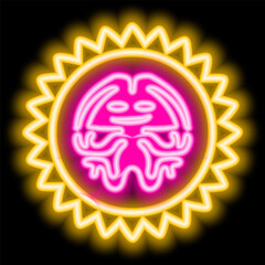 Bright neon image. Neon gradient pattern on a black background. Element of decor. To design. Universal application. Vector illustration
