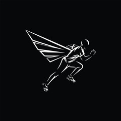 Running man with wings vector image