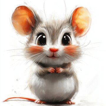 Adorable cartoon mouse illustration white background