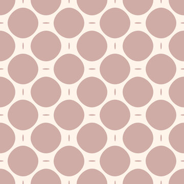 Simple vector seamless pattern. Soft pink and light beige color. Abstract geometric ornament texture with circles in regular grid. Cute minimal background. Repeated design for decor, textile, wrapping