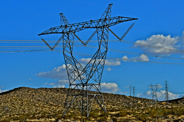 Stubby 350 KV Lattice tower in desert setting 