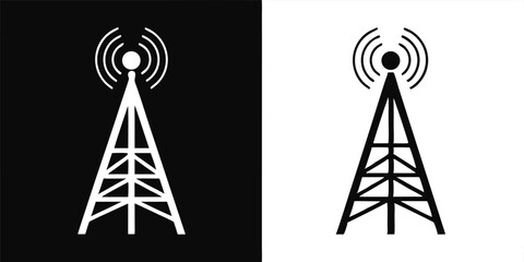 Radio tower vector icon for wireless communication and network signal illustration